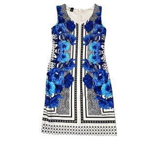 International Concepts Blue Floral With Paisley Dress Women’s Size M.